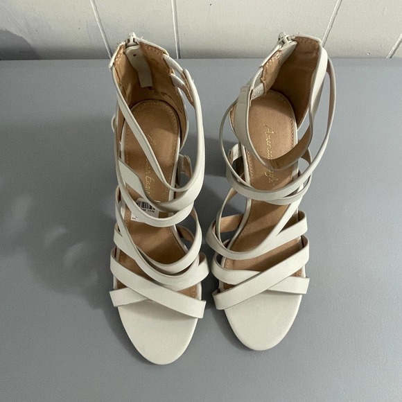 American Eagle Outfitters Cream Strappy Block Heel Sandals - Picture 8 of 8